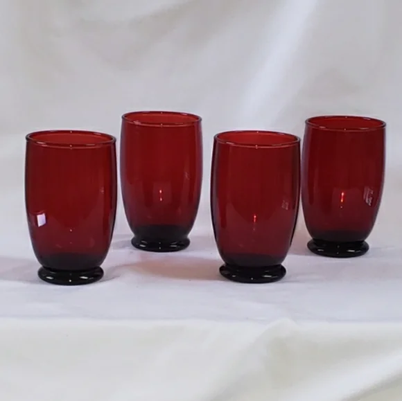 VINTAGE! Set of 4 Ruby Red Glasses - Picture 6 of 7